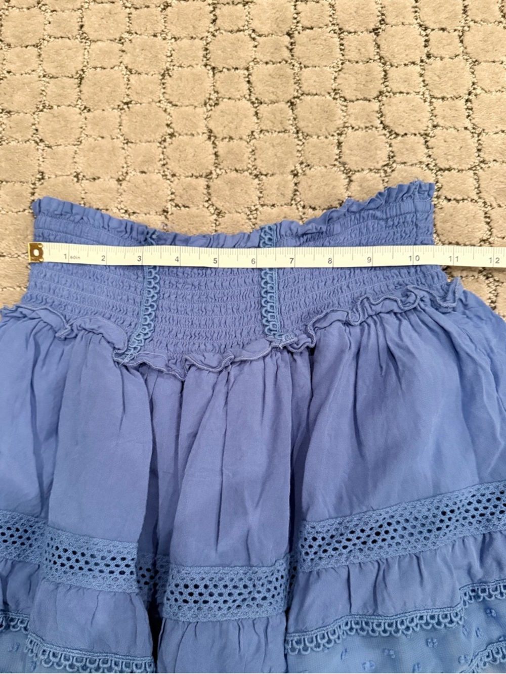 Katie J NYC Tween Blue Tiered Smocked Waist Skirt - Picture 9 of 13
